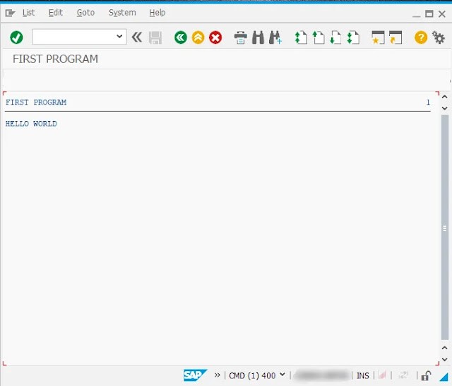 First abap program output